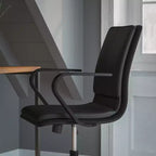 Fauteuil de bureau de direction rembourré Flash Furniture James à dossier mi-haut avec piètement et accoudoirs en métal brossé