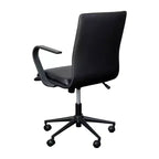 Fauteuil de bureau de direction rembourré Flash Furniture James à dossier mi-haut avec piètement et accoudoirs en métal brossé