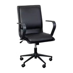 Fauteuil de bureau de direction rembourré Flash Furniture James à dossier mi-haut avec piètement et accoudoirs en métal brossé
