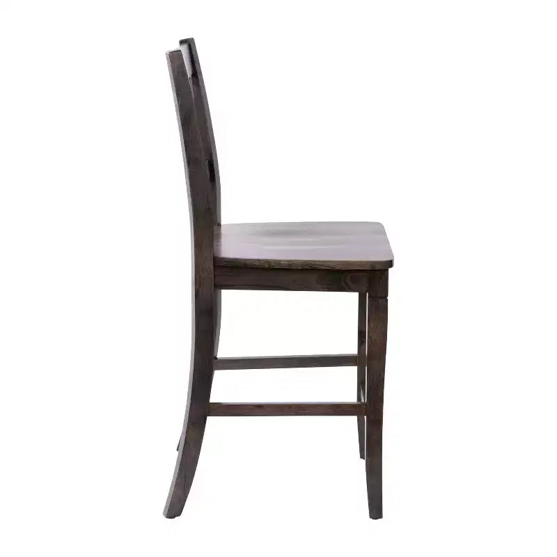 Emma and Oliver Lot de 2 tabourets de bar modernes en bois style ferme avec dossier sculpté décoratif et assise en bois