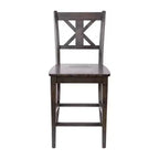 Emma and Oliver Lot de 2 tabourets de bar modernes en bois style ferme avec dossier sculpté décoratif et assise en bois