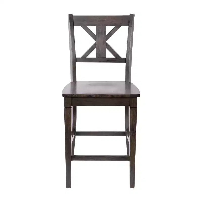 Emma and Oliver Lot de 2 tabourets de bar modernes en bois style ferme avec dossier sculpté décoratif et assise en bois