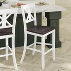 Emma and Oliver Lot de 2 tabourets de bar modernes en bois style ferme avec dossier sculpté décoratif et assise en bois