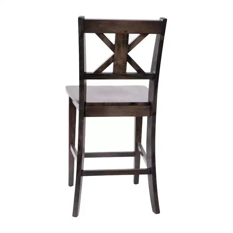 Emma and Oliver Lot de 2 tabourets de bar modernes en bois style ferme avec dossier sculpté décoratif et assise en bois