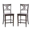 Emma and Oliver Set of 2 Wooden Modern Farmhouse Bar Height Dining Stool with Decorative Carved Backrest and Wood Seat