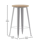 Flash Furniture Declan Table de bar commerciale intérieure/extérieure, plateau rond de 23,75 po en polyrésine toutes saisons avec base en acier