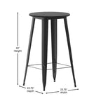 Flash Furniture Declan Table de bar commerciale intérieure/extérieure, plateau rond de 23,75 po en polyrésine toutes saisons avec base en acier