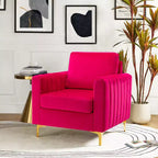 Fauteuil club capitonné contemporain en bois Iapygia avec pieds en métal pour chambre et salon | ART OF LIVING DESIGNS
