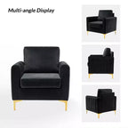 Fauteuil club capitonné contemporain en bois Iapygia avec pieds en métal pour chambre et salon | ART OF LIVING DESIGNS
