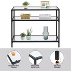 Yaheetech Table console à 3 niveaux en verre trempé pour véranda
