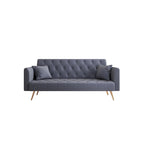 Canapé-lit double convertible capitonné gris - 19.00 x 71.00 x 30.00