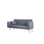 Canapé-lit double convertible capitonné gris - 19.00 x 71.00 x 30.00