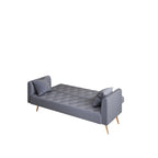 Canapé-lit double convertible capitonné gris - 19.00 x 71.00 x 30.00