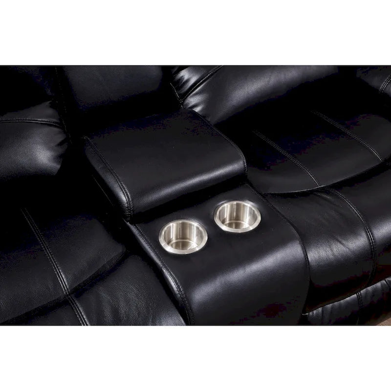 Causeuse inclinable électrique 2 places en cuir reconstitué avec console
