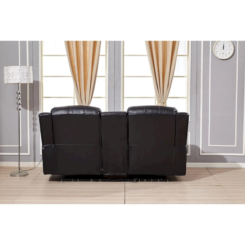 Causeuse inclinable électrique 2 places en cuir reconstitué avec console