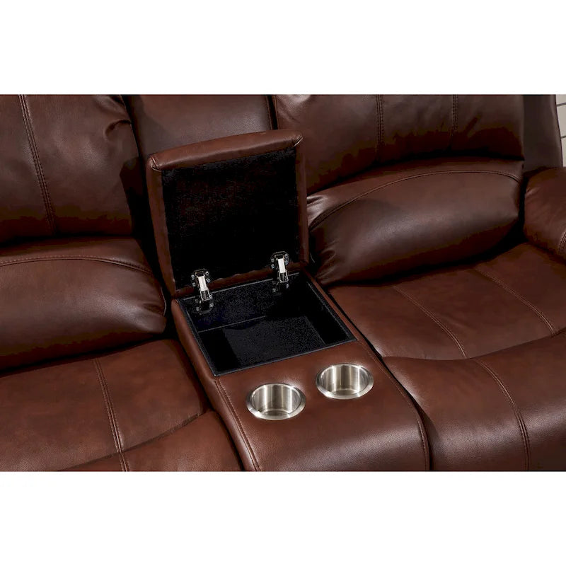 Causeuse inclinable électrique 2 places en cuir reconstitué avec console