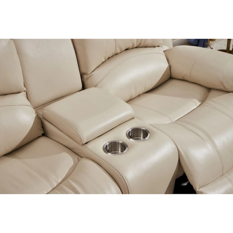 Causeuse inclinable électrique 2 places en cuir reconstitué avec console