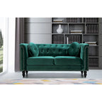 Causeuse Chesterfield classique en velours et clous décoratifs