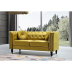 Causeuse Chesterfield classique en velours et clous décoratifs