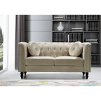 Causeuse Chesterfield classique en velours et clous décoratifs
