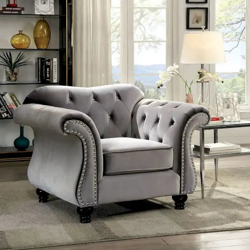 Fauteuil capitonné en tissu traditionnel Tese avec boutons
