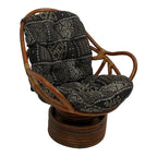 Fauteuil à bascule pivotant en rotin Bali avec coussin tapisserie