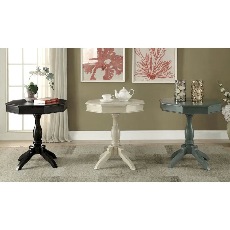 Table d'appoint octogonale en bois massif de 24 pouces traditionnelle
