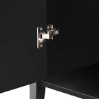 Armoire de rangement à trois portes avec poignées métalliques, idéale pour les couloirs, entrées, salons et chambres à coucher