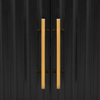 Armoire de rangement à trois portes avec poignées métalliques, idéale pour les couloirs, entrées, salons et chambres à coucher