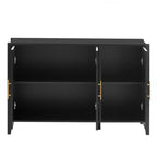 Armoire de rangement à trois portes avec poignées métalliques, idéale pour les couloirs, entrées, salons et chambres à coucher