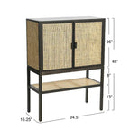 Meuble bas en rotin tressé et bois avec 2 portes