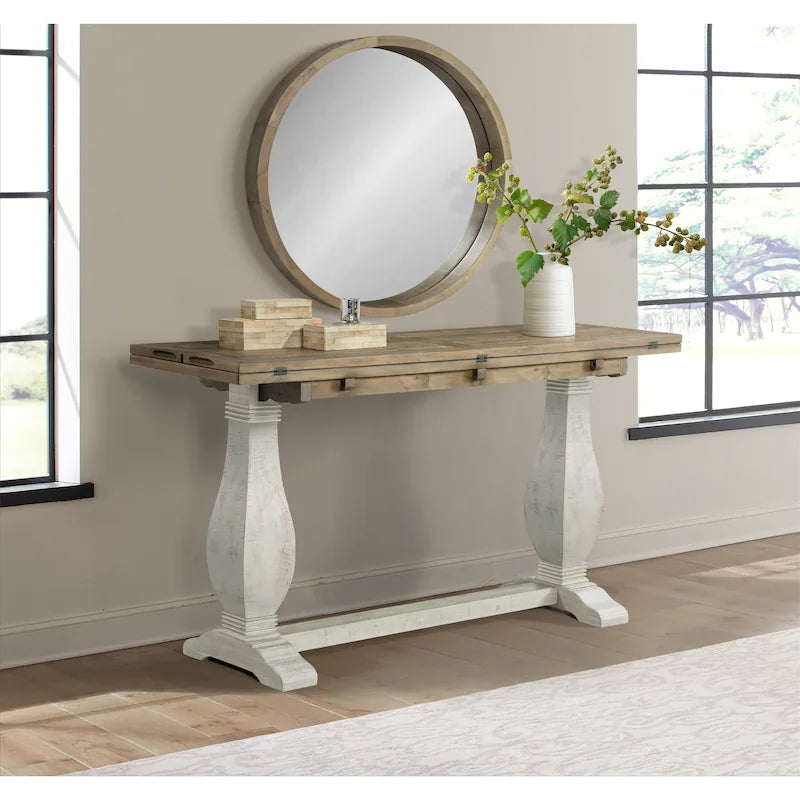 Table console Napa 60 en bois massif avec plateau rabattable pour canapé