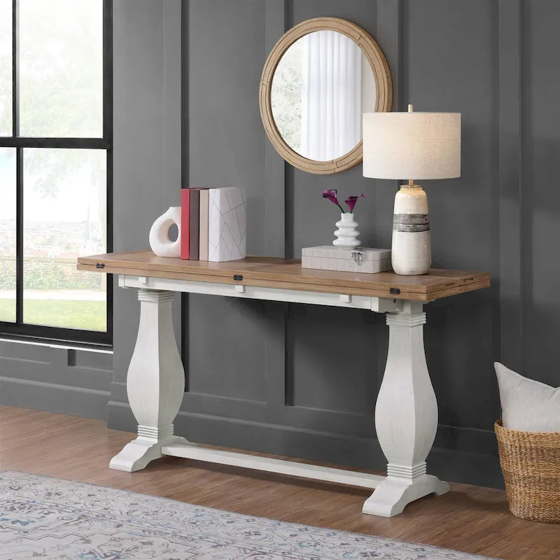 Table console Napa 60 en bois massif avec plateau rabattable pour canapé