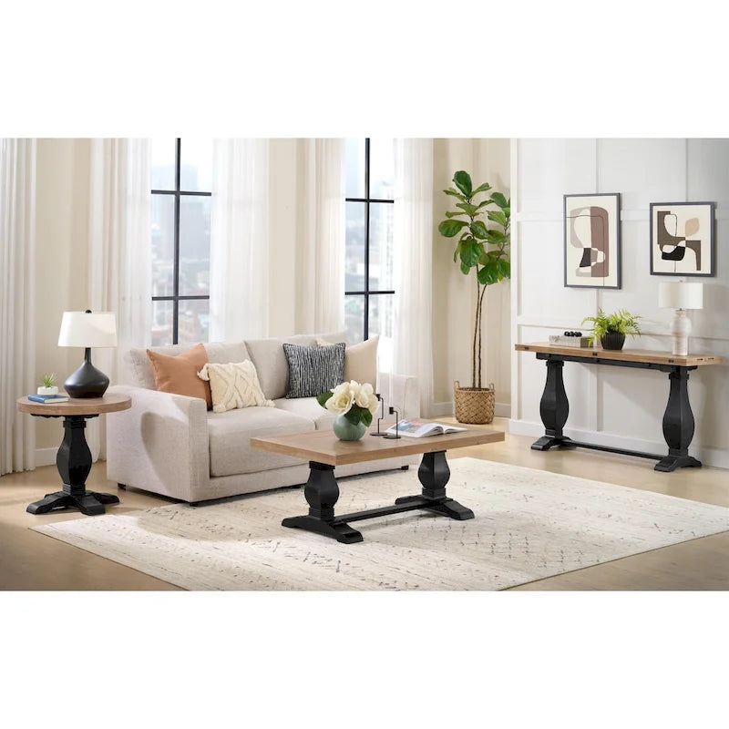 Table console Napa 60 en bois massif avec plateau rabattable pour canapé