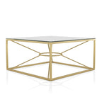 Table basse Glam en acier et verre de 35 pouces, revêtement doré