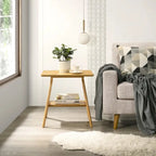 Table d'appoint en bois avec étagère, style moderne du milieu du siècle