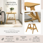 Table d'appoint en bois avec étagère, style moderne du milieu du siècle