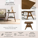Table d'appoint en bois avec étagère, style moderne du milieu du siècle
