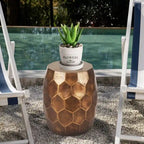 Table d'appoint ou tabouret d'extérieur rond en cuivre pour patio