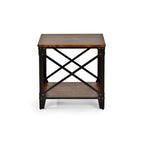 Table d'appoint carrée rustique en bois massif et fer