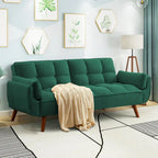 75.39 Canapé-lit Futon, Canapé Futon Pliant Convertible Transat Inclinable Pour Salon Avec 2 Oreillers/Accoudoirs