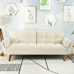 75.39 Canapé-lit Futon, Canapé Futon Pliant Convertible Transat Inclinable Pour Salon Avec 2 Oreillers/Accoudoirs