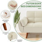 75.39 Canapé-lit Futon, Canapé Futon Pliant Convertible Transat Inclinable Pour Salon Avec 2 Oreillers/Accoudoirs