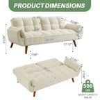 75.39 Canapé-lit Futon, Canapé Futon Pliant Convertible Transat Inclinable Pour Salon Avec 2 Oreillers/Accoudoirs