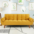 75.39 Canapé-lit Futon, Canapé Futon Pliant Convertible Transat Inclinable Pour Salon Avec 2 Oreillers/Accoudoirs