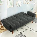 75.39 Canapé-lit Futon, Canapé Futon Pliant Convertible Transat Inclinable Pour Salon Avec 2 Oreillers/Accoudoirs