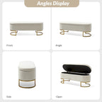 Banc de rangement capitonné moderne avec repose-pieds à couvercle relevable
