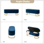 Banc de rangement capitonné moderne avec repose-pieds à couvercle relevable