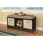 Banc de rangement 3 cubes avec coussin beige