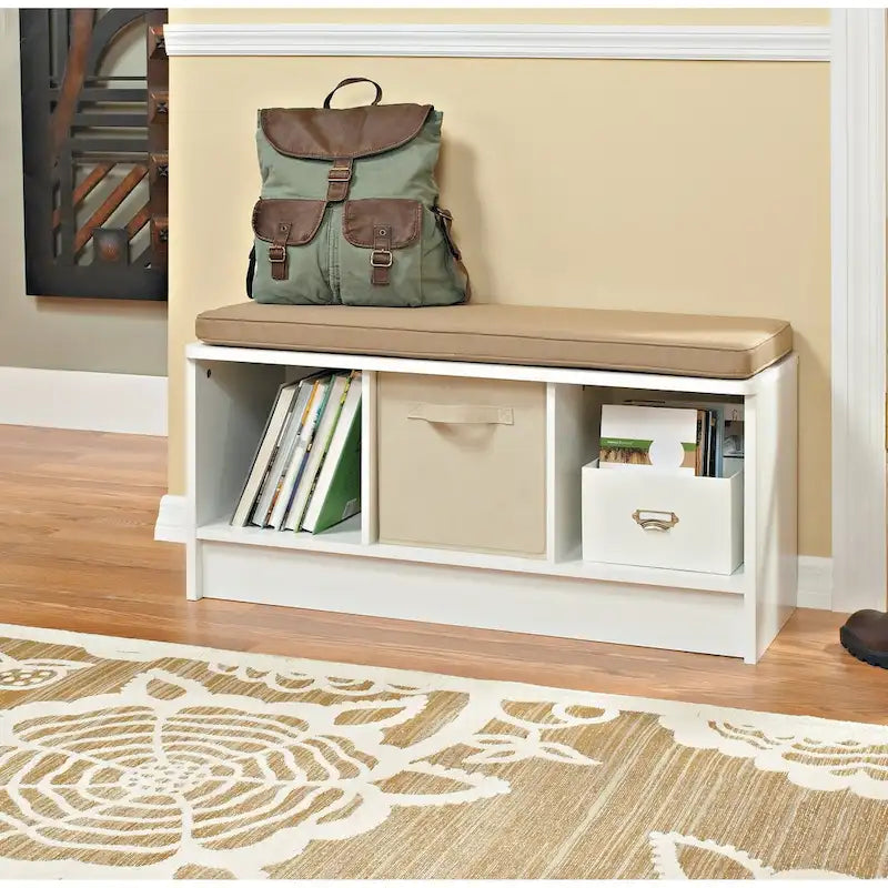 Banc de rangement 3 cubes avec coussin beige